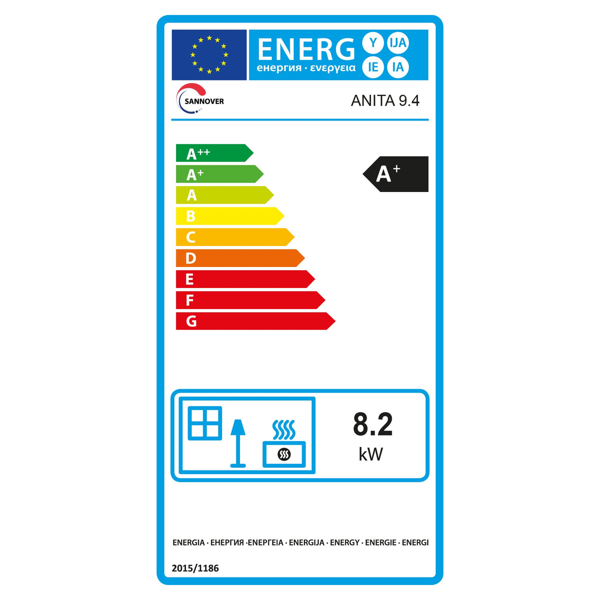 Estufa de pellets de aire Anita 9,4 kW Sannover Negro