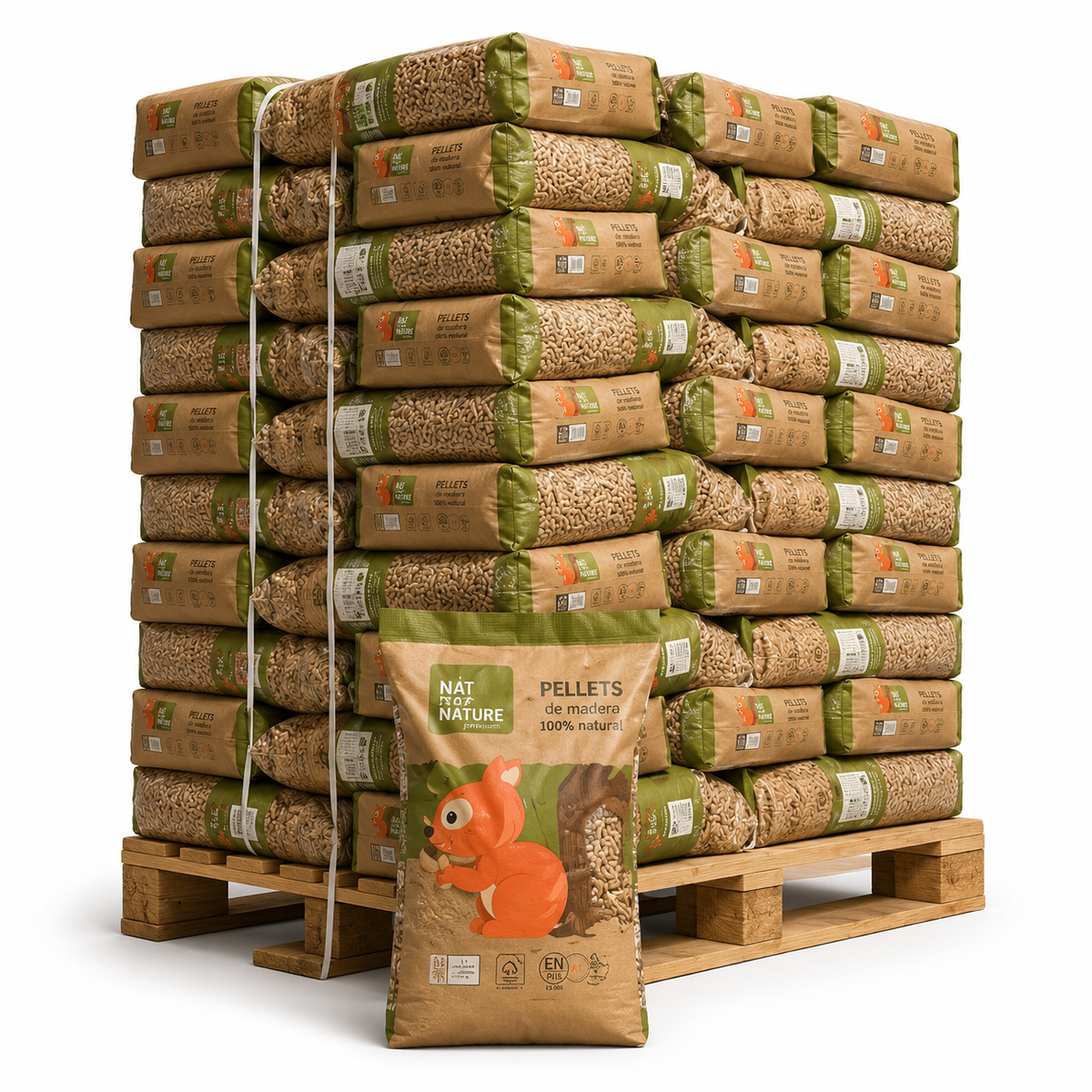 Pellets Naturpellet certificados ENplus – 1 palet de 77 sacos de 15 kg