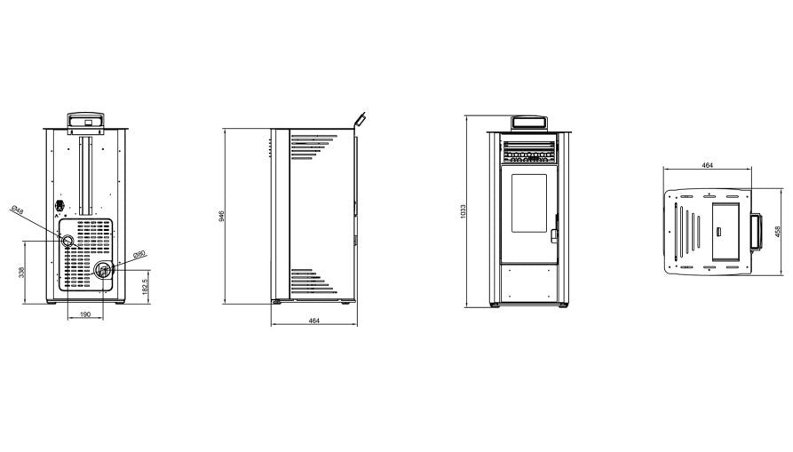 Estufa de Pellets ELITE 10kW Negra. Calor sustentable y Eficiente para Estancias de hasta 180 m³