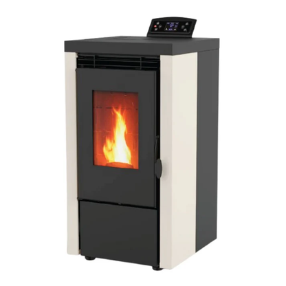Estufa de Pellet ELITE 7kW Blanca eficiente para Calentar tu Hogar hasta 110 m³ con Diseño Moderno