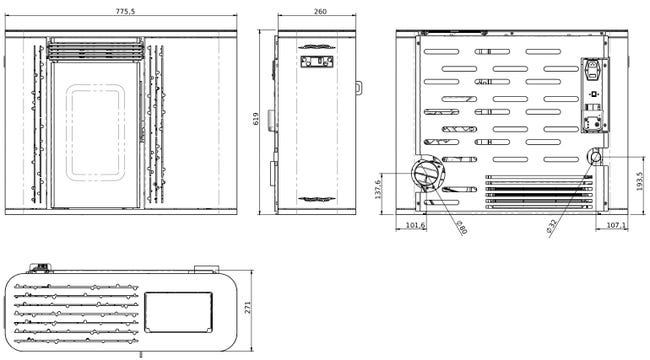 Estufa de pellets de pasillo Robin 7 kW Muspel compacta pasillos y espacios reducidos, + WiFi + CE