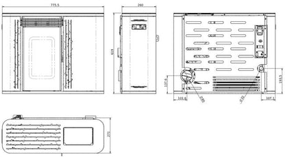Estufa de pellets de pasillo Robin 7 kW Muspel compacta pasillos y espacios reducidos, + WiFi + CE