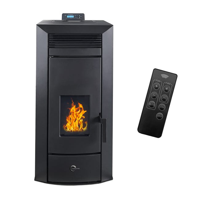 Estufa de pellets hidráulica estanca Kleona 22,7 kW Blanco Sannover + Kit de instalación