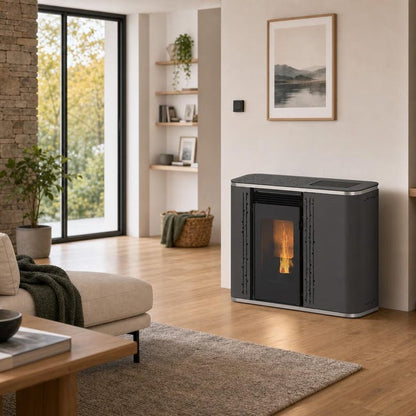 Estufa de pellets de pasillo Robin 7 kW Muspel compacta pasillos y espacios reducidos, + WiFi + CE