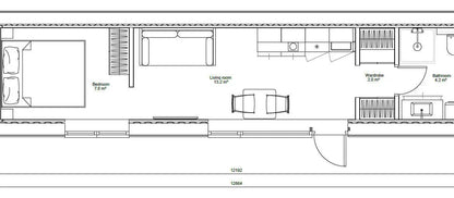 casa modular EVO XS 12,19 m por 2,3 m