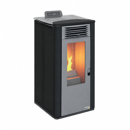Estufa de pellets Terra 10,1 kW negra de fundición A+ para 95 m²