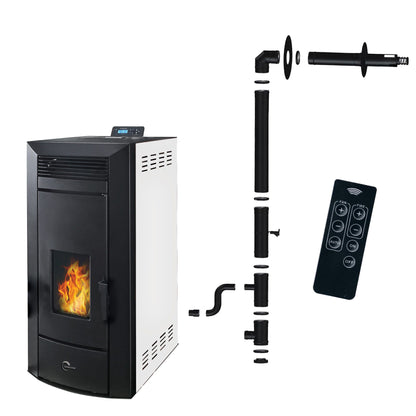 Estufa de pellets hidráulica estanca Kleona 22,7 kW Blanco Sannover + Kit de instalación