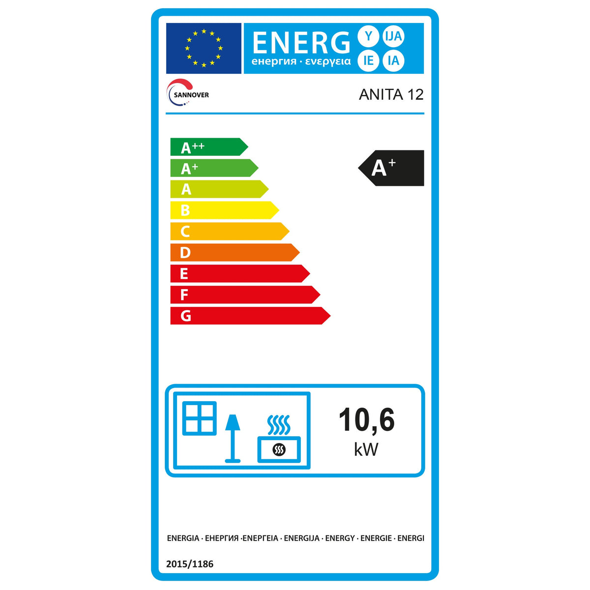 Estufa de pellets de aire Anita 12 kW Sannover Negro