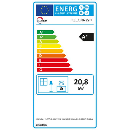 Estufa de pellets hidráulica estanca Kleona 22,7 kW Blanco Sannover + Kit de instalación