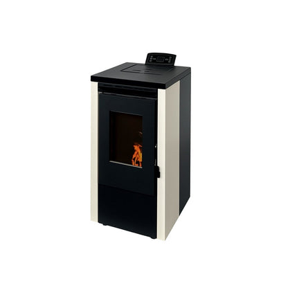 Estufa de Pellet ELITE 7kW Blanca eficiente para Calentar tu Hogar hasta 110 m³ con Diseño Moderno