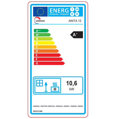 Estufa de pellets Anita 12 kW Blanco Sannover + Kit de instalación completo